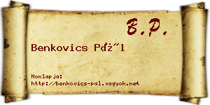 Benkovics Pál névjegykártya